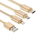 Miniatyrbilde 2 av 3: 1,2 m USB-C / Type-C 3.1 8-pin Micro USB 5-pin til USB 2.0 Vevd Ladekabel