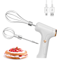 Miniatyrbild 1 av 6: Elektrisk handvisp, USB-laddningsbar, äggvisp med 2 avtagbara vispar med 3 hastighetslägen White