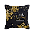 Miniatyrbillede 1 af 5: Glædelig jul sort guld pudebetræk til etui feriesnefnug rensdyr bogstaver print dekorativt firkantet pudebetræk til skal til sofa sofa 3