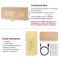 Miniatyrbild 2 av 5: Träväckarklocka Modern LED-bordsur Digital väckarklocka Röst Touch Display Tid/datum/temperatur För Hem Sovrum Kontor Brun Orange