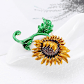 Miniatyrbild 5 av 5: Solros emalj brosch delikat elegant kvinnor flickor strass slag pin kläder accessoarer present