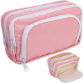Miniatyrbillede 1 af 6: Abrikos Blyantsæske med Rum Stor Blyantsæske Multifunktion Blyantpose Preppy Blyantpose Stationery Organiser Æstetiske Makeuptasker Pink