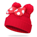 Pikkukuva 1 / 5: Taaperon talvihattu, jossa on kaksi pom pomia red