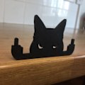 Miniatyrbillede 6 af 6: Middelfinger Kat Sort kat rum vindue 10x5x1cm