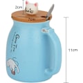 Miniatyrbillede 2 af 5: Kattekop Mug Sød Keramisk Killing Kaffe Kop med Skøn Killing Låg Rustfrit Stål Ske til Kaffe Te Mælk 380ML Te Mælk Julekop til Kvinder (Blå)