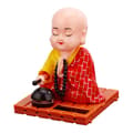 Solfjäderdriven dansande buddhistisk munk gungande animerad bobble dansare leksak, bilinstrumentpanel buddhistisk munk figurin prydnad Red