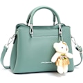 Miniatyrbillede 1 af 5: Kvinders Crossbody Mode Top Håndtaske Damer Skuldertasker PU Læder Satchel Taske Piger Messenger Tasker Punge Håndtaske med Bjørn Vedhæng Green