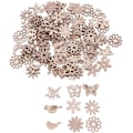 Miniatyrbild 1 av 5: 100 st träskivor utskurna blommor fåglar fjäril hantverk träskivor