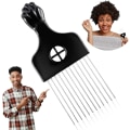 Miniatyrbild 1 av 5: Metall Afro Kam – Slät & Robust Metall Hårplocka för Utredning och Styling – Afro Plocka för Lockigt Hår – För Hem & Salong (Metall Afro Kam)
