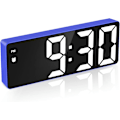 Miniatyrbild 1 av 5: Digital väckarklocka, sängklocka med röst- och beröringsaktivering, batteridriven/USB-driven digitalklocka med stor LED-display, snooze-funktion Blue & White