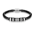 Miniatyrbillede 1 af 6: Sort læderarmbånd og rustfrit stålperler