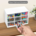 Miniatyrbillede 3 af 5: 2 stk. Opbevaringskasser med 6 Skuffer - Skrivebordsopbevaring Organizer Mini Skuffer til Håndværk Smykker Kosmetik Kunst Sytilbehør with 6 Drawers Meat Powder