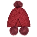 Miniatyrbilde 2 av 5: Kvinners strikkede lue Vinter varm lue med dusk Pom Pom Bobble Hat Style med vindtette øreklaffer (rød)