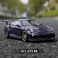 Miniatyrbillede 1 af 5: Welly 1:24 Porsche 911 Gt3 Rs Blå Bil Legetøjsmodel Simulering Bil Dekoration Samling Gave Legetøj Døbt Model Dreng Legetøj 911 GT3 RS5