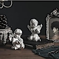 Miniatyrbillede 2 af 5: Cherubs Angels Resin Have Statue Figurine, Elskelig Engel