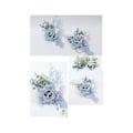 Miniatyrbilde 5 av 5: 4 stk. støvete blått corsage og knapphullsblomst sett, kunstige blomster til håndleddet