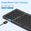 Miniatyrbilde 2 av 5: Foldbar, USB-oppladbar trådløst tastatur for iOS, Android, Windows PC bærbar smarttelefon - svart