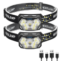 Miniatyrbilde 1 av 5: USB-oppladbar bevegelsessensor hodelykt 9 LED kraftig lys hodelykt bærbar fiske camping utendørs hodelykt arbeidslommelykt 2pcs