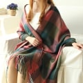 Miniatyrbild 2 av 5: Fashion Dam Scarf och Sjal Vinter Dam Scarves Filt Scarf för Kvinnor Tartan Scarf Damgåvor (Rosa+Grön)