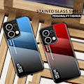 Pikkukuva 3 / 5: Oppo Reno8 5g -puhelimen gradienttikuvioitu suojakotelo karkaistusta lasista + kovasta PC:stä + pehmeästä TPU:sta kestävä suojakuori Gradient Yellow