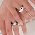 Miniatyrbillede 2 af 5: Trendy Punk Ringe Legering Yin Yang Gossip Stapelring Til Studerende Teen Søster 2x