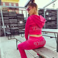 Juicy Couture Velour-træningsdragt til kvinder, todelt, rosa rød, L L rose Red