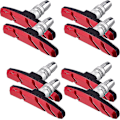 Pikkukuva 1 / 4: 4 paria V-jarrupalat Polkupyörän jarrupalasarja 70 mm Polkupyörän jarrupalat Red