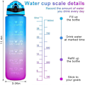 Miniatyrbillede 4 af 5: 1000 ml gratis motivationsvandflaske med tidsmarkør, fitnesskander, gradientfarvede kopper, udendørs frostede vandflasker Style 9