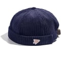 Miniatyrbilde 1 av 5: Corduroy Caps Justerbar Brimløs Caps Retro Rullede Mansjetter Harbour Hat Arbeider Sailor Caps Beanie Skullcap Docker Leon Hat Navy