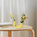 Miniatyrbillede 5 af 5: Banan Vase Holdbar Lys Gul Farve Syntetisk Harpiks Moderne Blomsterpotte Kunsthåndværk Dekoration Hjemme Dekoration