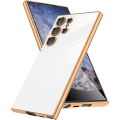 Miniatyrbilde 1 av 5: Designet for Samsung Galaxy S23 Ultra deksel, luksuriøst gullbelegg deksel hevet kant støtfanger silikon støtsikker telefondeksel, full fallbeskyttelse myk TPU-deksel for S23 Ultra 5G (2023), 6,8 tommer (svart) Standard White