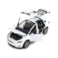 Miniatyrbild 1 av 5: 1/32 Tesla Model X 90d SUV Leksaksbilmodell Gjutna Metall Miniatyr Ljud & Ljus Drag tillbaka 1:32 Samlingspresent För Pojke Barn TESLA MODEL X White