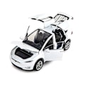Pikkukuva 1 / 5: 1/32 Tesla Model X 90d SUV Leikkiautomalli Valettu Metalli Miniatyyri Ääni & Valo Vetotakaisin 1:32 Kokoelma Lahja Pojalle Lapselle TESLA MODEL X White