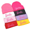 Miniatyrbild 2 av 5: Nya Barbie Broderade Stickade Mössor För Kvinnor Vinter Varma Mössor Fritidsmössor Pink