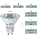 Miniatyrbild 2 av 8: GU10 Halogenlampor 220V GU10 Halogen Spotlightlampor 450lm 2800K Varmvitt 40° Strålvinkel GU10 Lampor för Taklampor Dimbara - 6Pack GU10 35W 6P