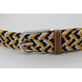 Miniatyrbillede 5 af 5: 41 * 1,3 tommer Unisex Elastisk Stof Flettet Stretch Bælte Casual Mænd Kvinder Talje Bælte med PU Læder Spænde, Blå Hvid Sort Blå Hvid Sort blue white black