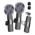 Trådlös Mini Lavalier Mikrofon för iPhone Android PC, USB-C & Lightning, Brusreducerande Clip-On Mikrofon för Vlogging & Inspelning Svart Black