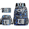 Miniatyrbild 1 av 5: Fashion Cr7 3-delad set ryggsäck Mochila Nya studenter Kapacitet Skolväska Bokväska Resväska Only satchel 1