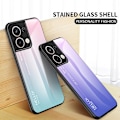 Miniatyrbild 5 av 5: Gradientfärgat telefonskal i härdat glas + hårt PC + mjukt TPU-skydd för Oppo Reno8 5g Gradient Rose