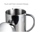 Miniatyrbild 5 av 8: 13,5oz/400ml Camping Mug Kaffe Mugg Kopp Dubbelväggig Rostfritt Stål Drickmugg med Lock för Hemma Kontor Camping Picknick