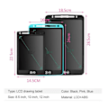 Miniatyrbilde 2 av 5: 12 tommers LCD tegnebrett bærbar digital skriveblokk LCD fargerik skjerm delvis slettbar black 8.5 inch