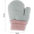 Miniatyrbillede 4 af 7: Sødt strikket babyluffer med snor til småbørn - Varm tumlevante til piger - Hængende hals - Luffer med fuld finger - Tykke, varme kashemirstoffor - Vinterluffer