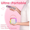 Pikkukuva 4 / 6: Karaoke-kone lapsille ja aikuisille, kannettava Bluetooth-kaiutin langattomalla mikrofonilla, lahjat syntymäpäiväkotijuhliin Pink