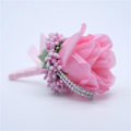 Miniatyrbilde 2 av 5: Rose Bryllupsknapphull Knapphull Håndlaget Corsage Knapphullsblomster Kunstige Bryllup Prom Bankett Blomsterdekor  (Mørk Rosa)