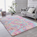 Miniatyrbillede 1 af 5: Super blød vinter varm tyk tæpper til stue plys tæppe børn soveværelse fluffy gulv hjem indretning shaggy måtte fløjl tæppe 40X60cm Rainbow