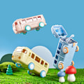 Miniatyrbild 5 av 5: Bärbar vattenkopp i bussform, bilhalmvattenkopp, bussvattenflaska Kawaii bilhalmvattenkopp Pink