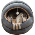 Miniatyrbilde 1 av 4: Kattehus - Middels størrelse rede - Egnet for katter, kattunger, valper og valper - Myk og komfortabel seng for alle årstider - 35 cm (halvlukket design)