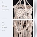 Pikkukuva 5 / 5: Boho-tyyliin sopiva käsintehty makramee-seinävaate, kattokruunu, boheemi sisustus, viehättävä macrame-seinävaate, luova kodin bunkkeri, kodinsisustuslamppu