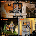 Miniatyrbillede 3 af 4: Skrigende Animerede Hængende Halloween Dekorationer Udendørs Indendørs, Skelet Halloween Dekoration, Spøgelse Halloween Rekvisitter Halloween Dekoration til Husfest Black-gray