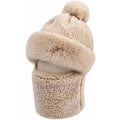 Pikkukuva 1 / 5: Naisten pyöräilytuulenpitävä huivihattu Talvinen kaulaliina Lämmin fleece-naamio Termohuppu Pompomilla hiihtämiseen pyöräilyyn One Size,Khaki